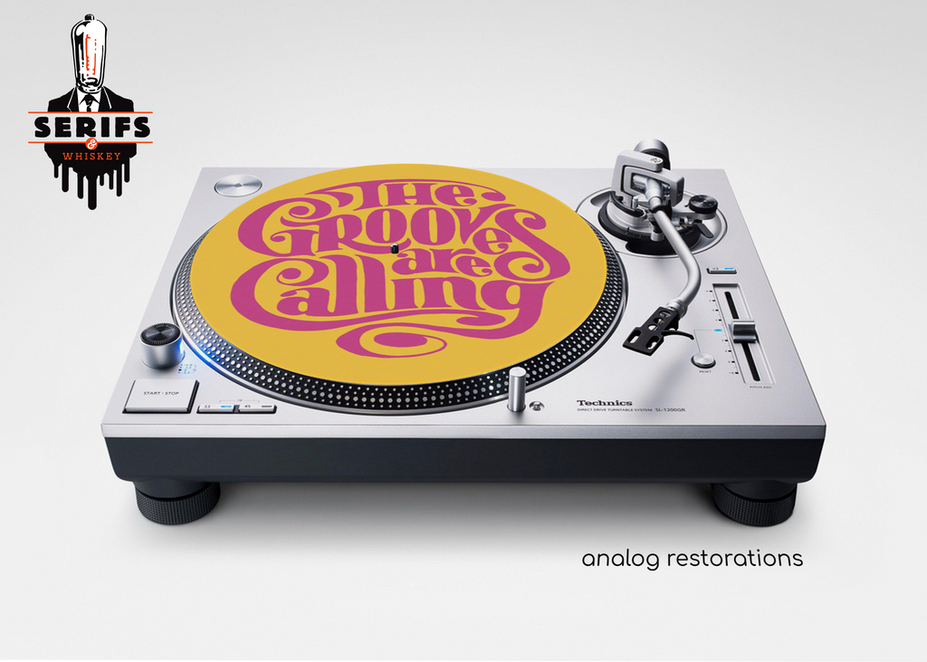 Serifs and Whiskey - The Grooves are Calling Yellow/Magenta - Felt Slip Mat